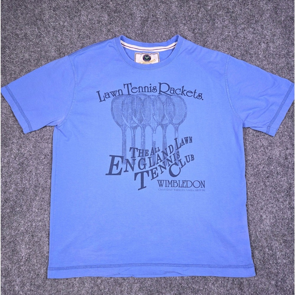 Vintage Wimbledon Graphic Shirt Mens Medium Blue Offical AELTC Y2K 90s